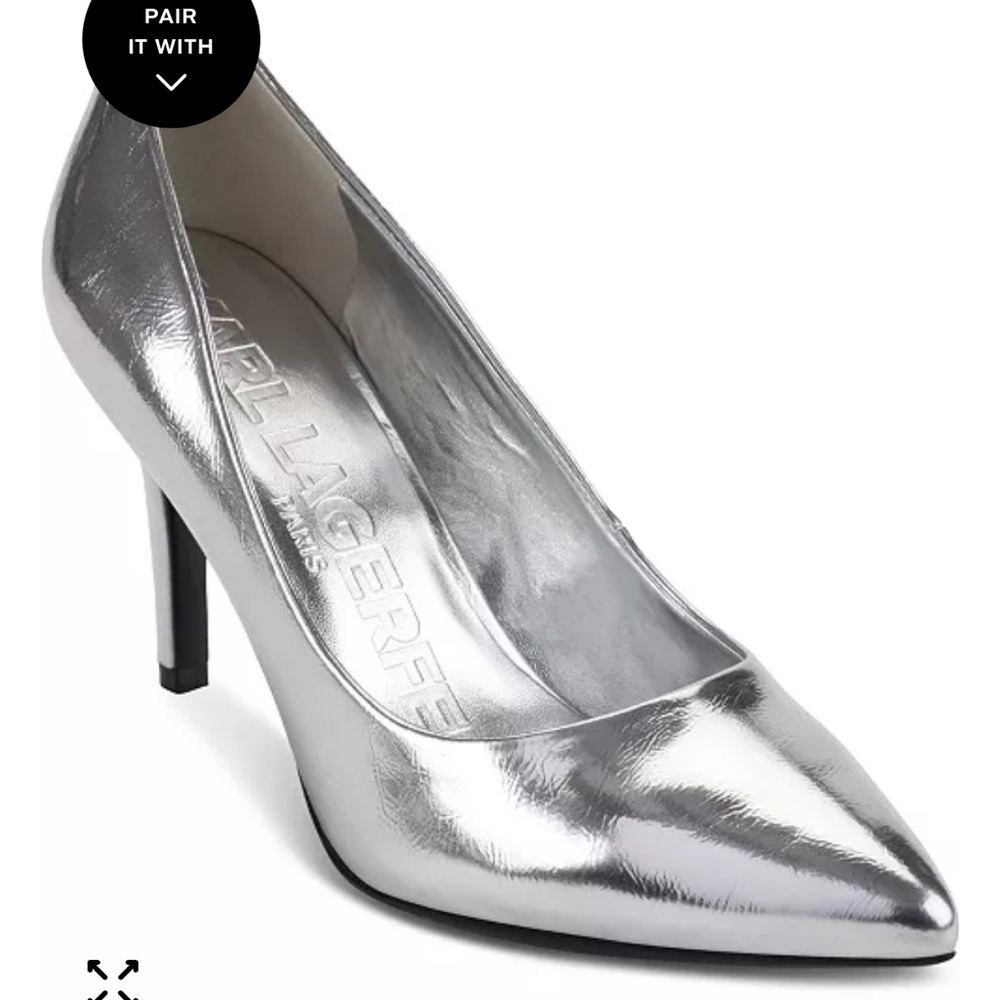 Karl Lagerfeld Silver High Heel Pumps 8-8 1/2 like new